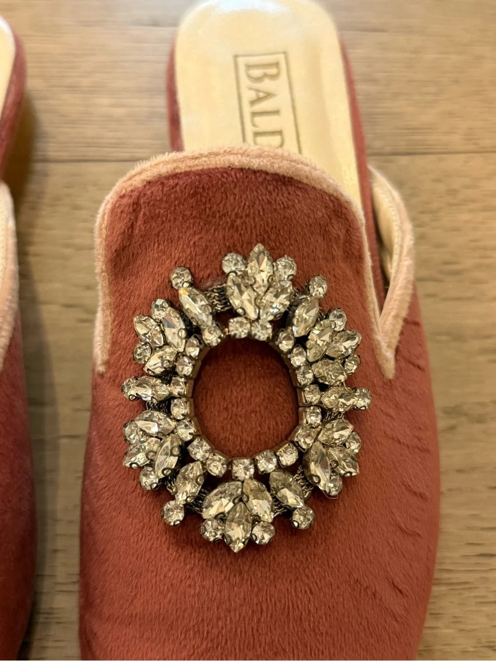Rust Crystal-Embellished Pointed Mule - Picture 3 of 5